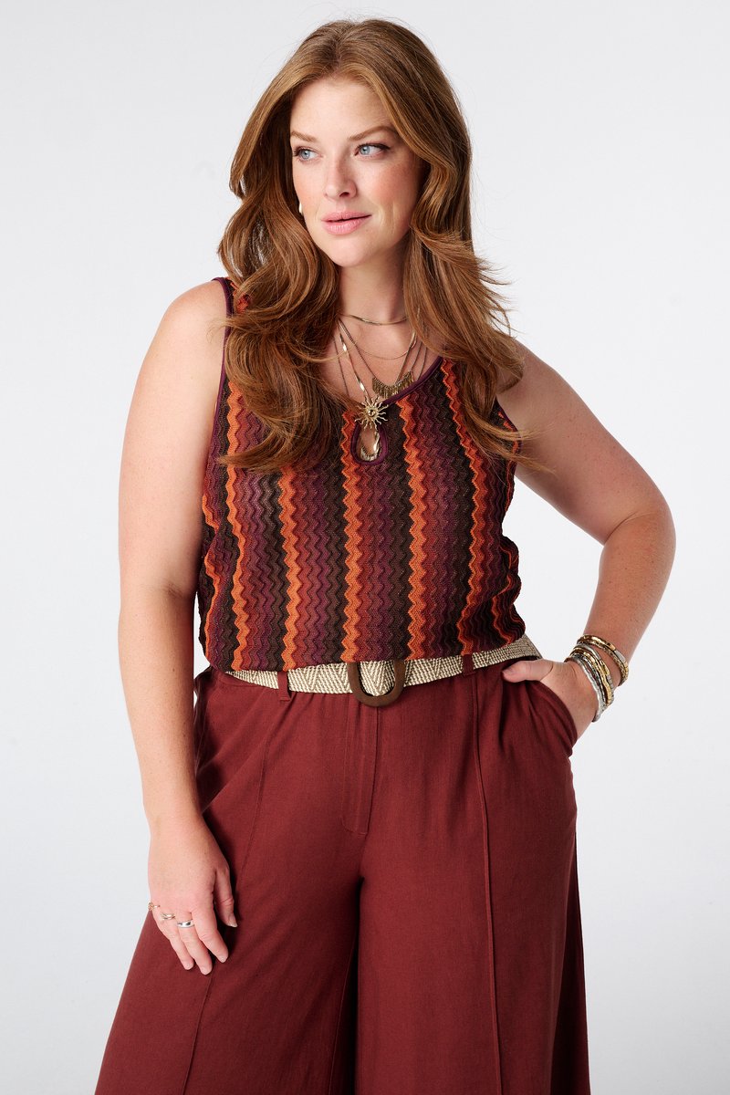 MS Mode Top Singlet met zigzag print