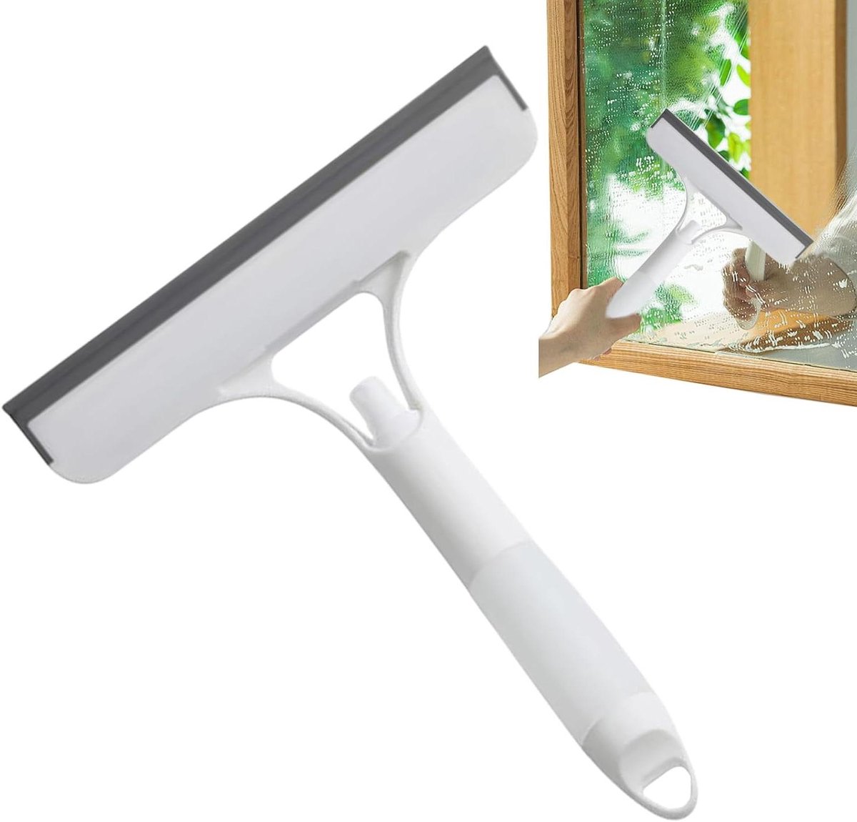 Raamwisser Schraper - Glasreiniger Tool - Streeploos Reinigen - Geïntegreerd Sproei-systeem - 21.5 x 25.7 cm - Wit