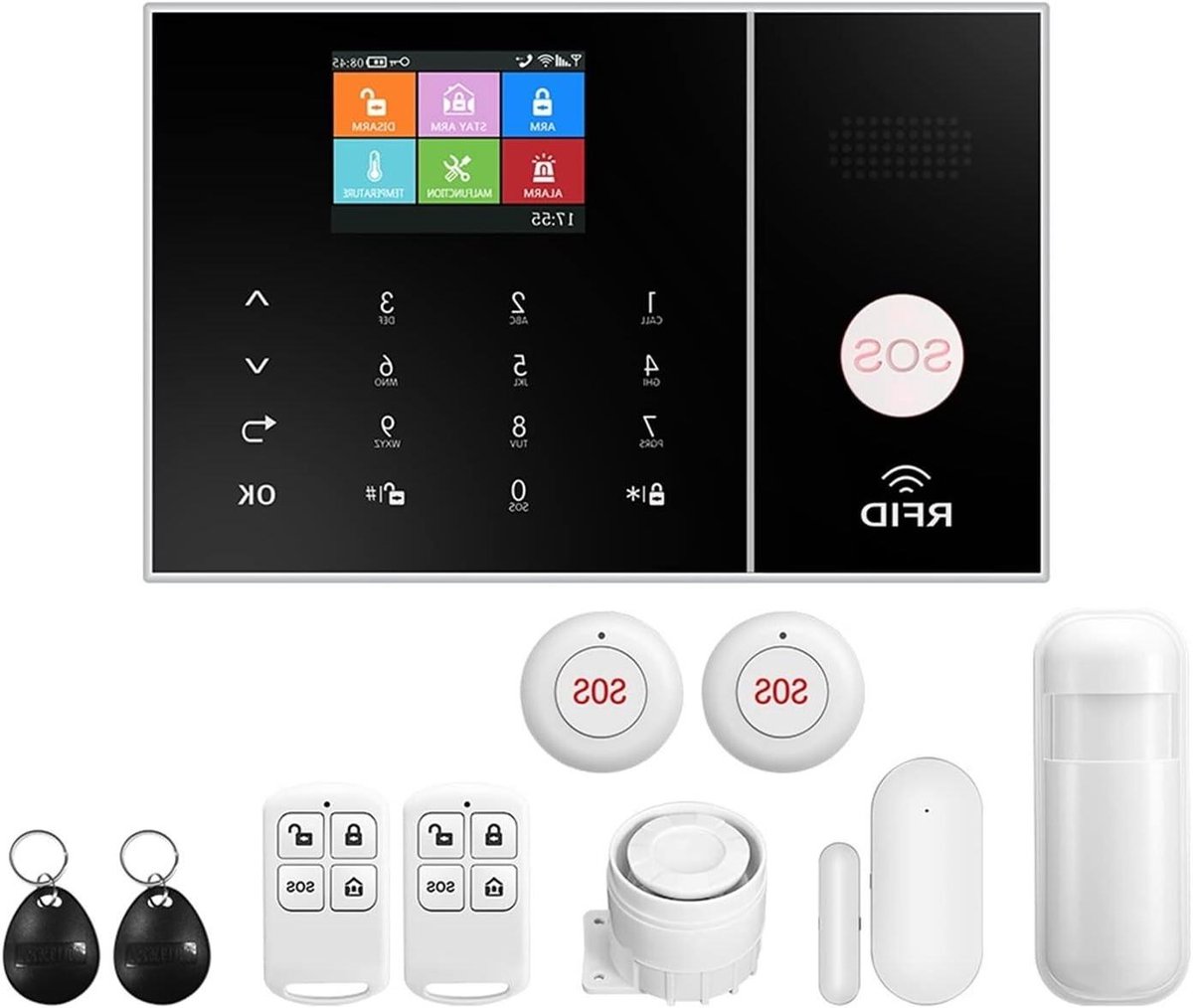 Slim Alarm Systeem - Inbraakalarm Kit - Huis Beveiligen - Touchscreen Bediening - Universele Maat - Zwart