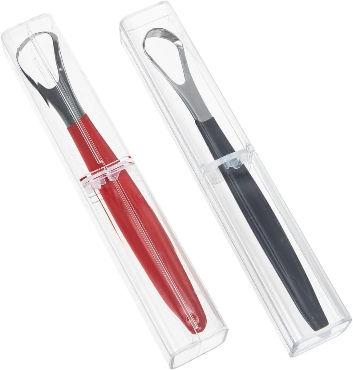 Tongreiniger Set - Mondverzorging Tool - Frisse Adem - Dubbelzijdig Schoonmaken - 2 Sets - Zwart Rood