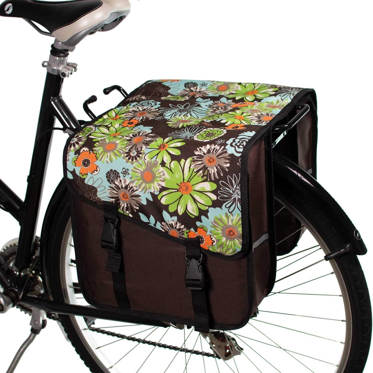 Dubbele Fietstas - Fietsbagage Tassen - Dagelijkse Rit - Waterafstotend Polyester - 26 Liter - Groen Pasture