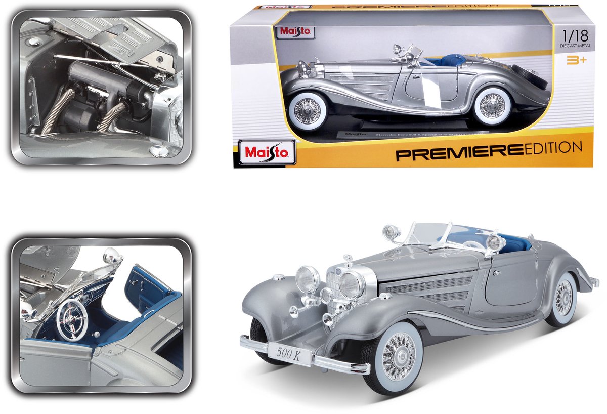 Modelauto Mercedes 500K Special Roadster 1:18 - speelgoed auto schaalmodel — afbeelding 20