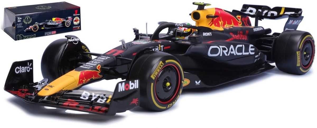 Bburago Red Bull Rb19 - Modelauto - Schaal 1:24 - Donker Blauw/Rood/Geel