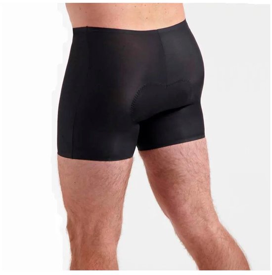 Zwarte fietsbroek voor heren, met een ingebouwde zeem.