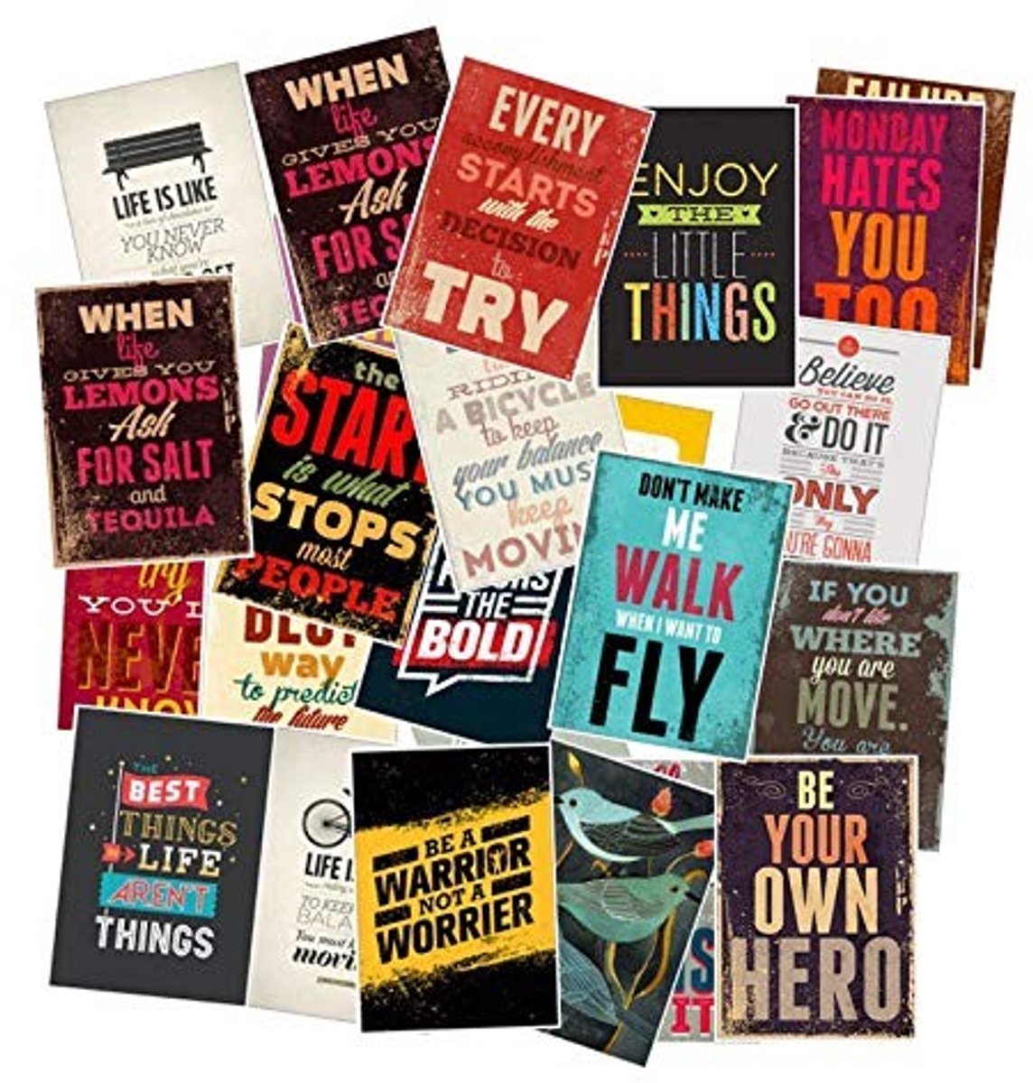 Dailygoods- Muurstickers Motivational Quotes - Vintage Design - Set van 25