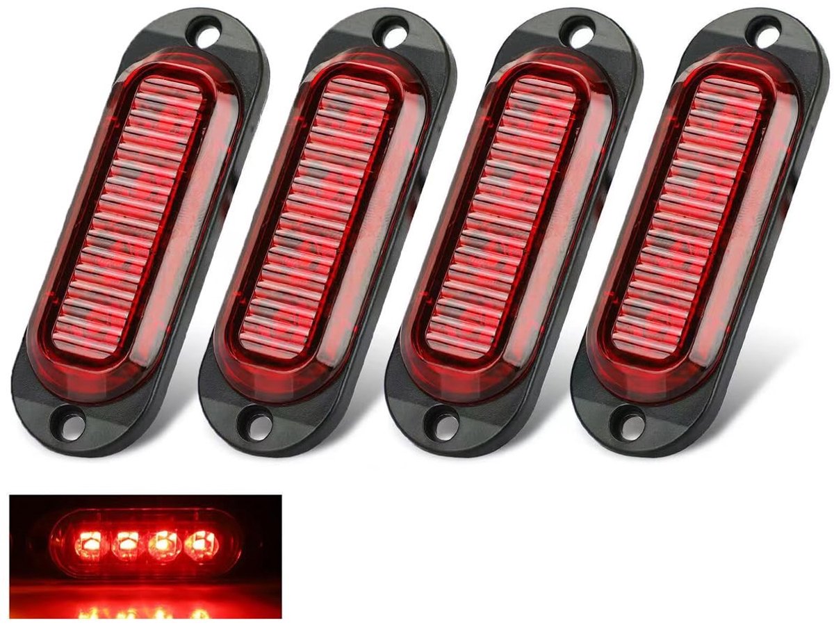 Dailygoods - Set van 4 LED-Zijmarkeringslichten voor Aanhangwagen