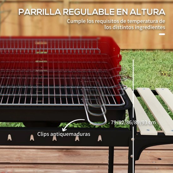 Roossentials houtskoolbarbecue - Barbecue - Grill - In hoogte verstelbaar - Met wielen - Met as opvanger - Zwart — afbeelding 2
