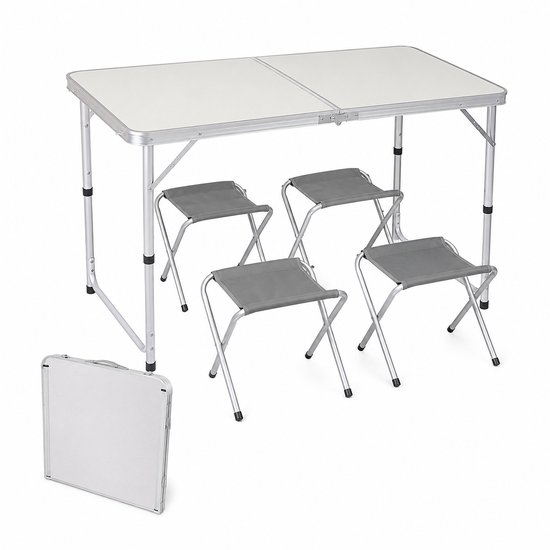 Kynast Camping Klaptafel Set - 5-delig - Aluminium - Tafel met 4 Krukjes van Kynast — afbeelding 4