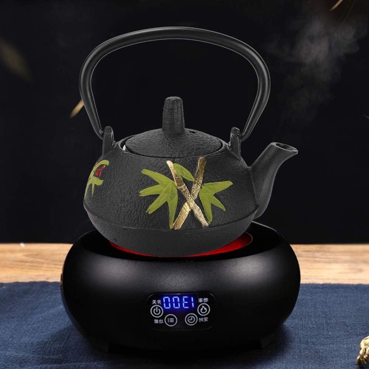 Gietijzeren Waterkoker - Theepot Ketel - Thee Zetten - Ongecoat Ontwerp - 0.3L - Zwart