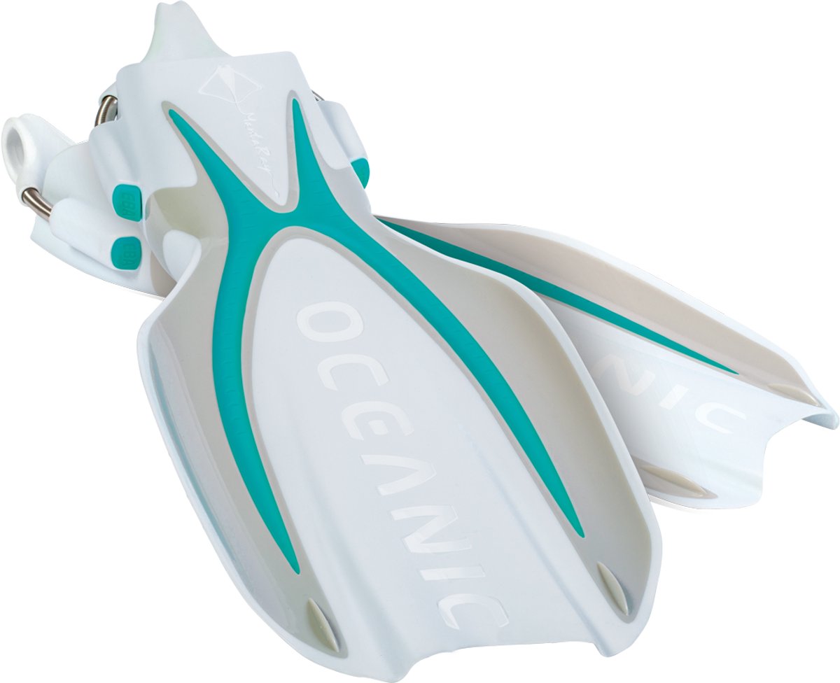Oceanic Manta Ray - Zwemvliezen - Open Heel Duikvinnen - Volwassenen - Turquoise/Wit - XS