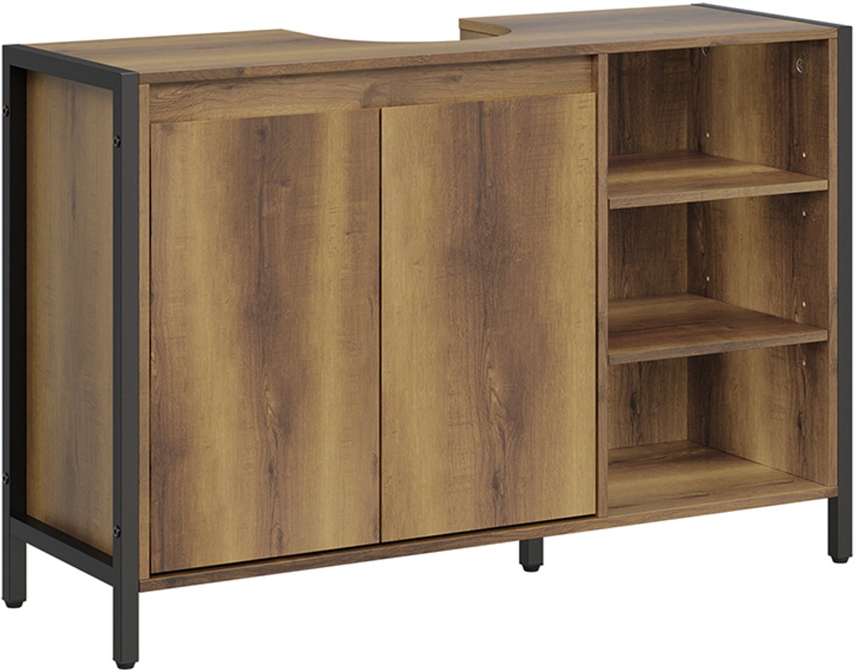 SoBuy Badmeubel met wastafeluitsparing en open rek - 60x30x90 cm - Wit | BZR63-L-PF