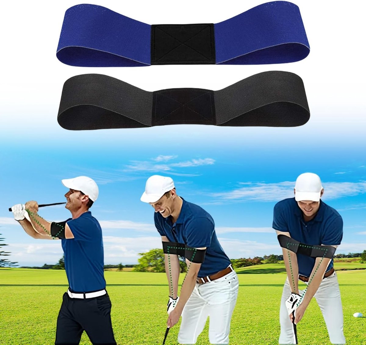 2 Stuks Golf Swing Trainingshulpmiddelen, Elastische Band voor Handbeweging, Professionele Houdingscorrectie voor Beginners en Gevorderden