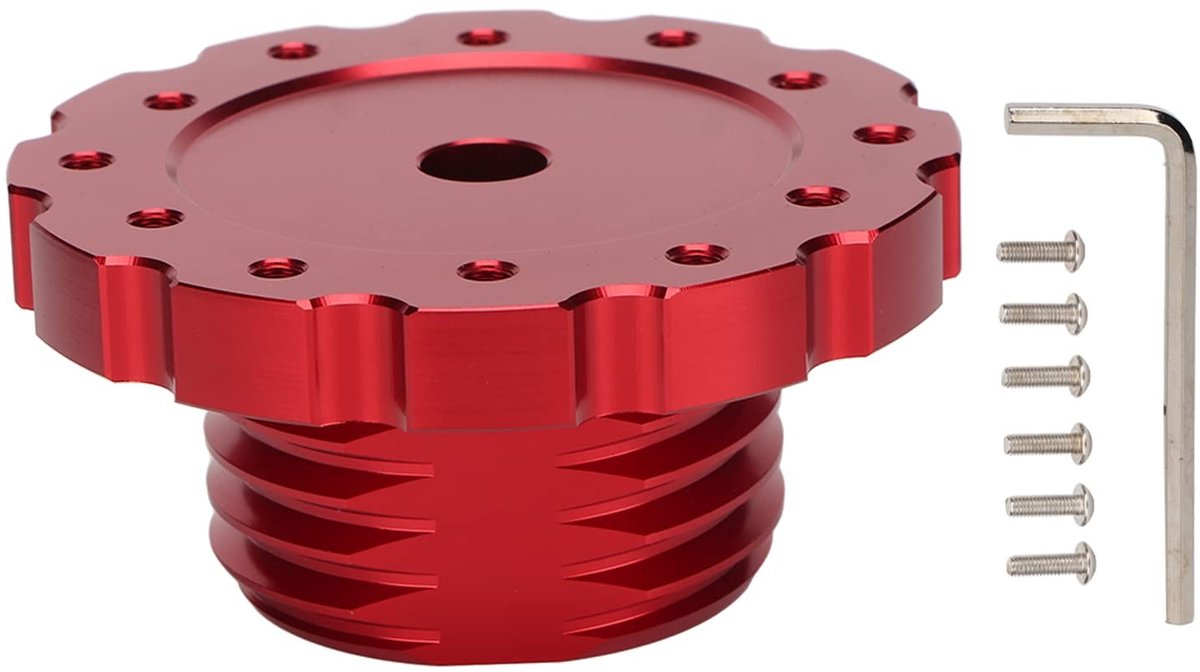 Cosensi - 6-gaats Stuurwielnaafadapter - Gaming-stuurwieladapter - Aluminiumlegering - Rood - Geschikt voor Thrustmaster - Voor Sparco en Luisi