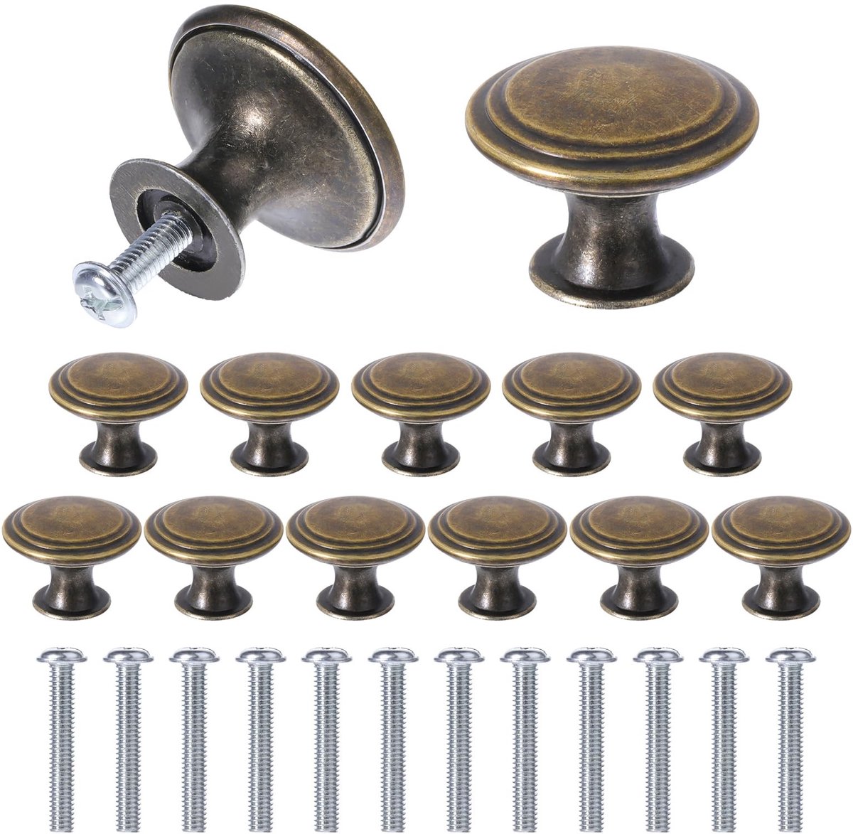 Cosensi- Kastknoppen Antiek - Vintage Meubelknoppen - Rond - 12 Stuks - Zinklegering - 3×2