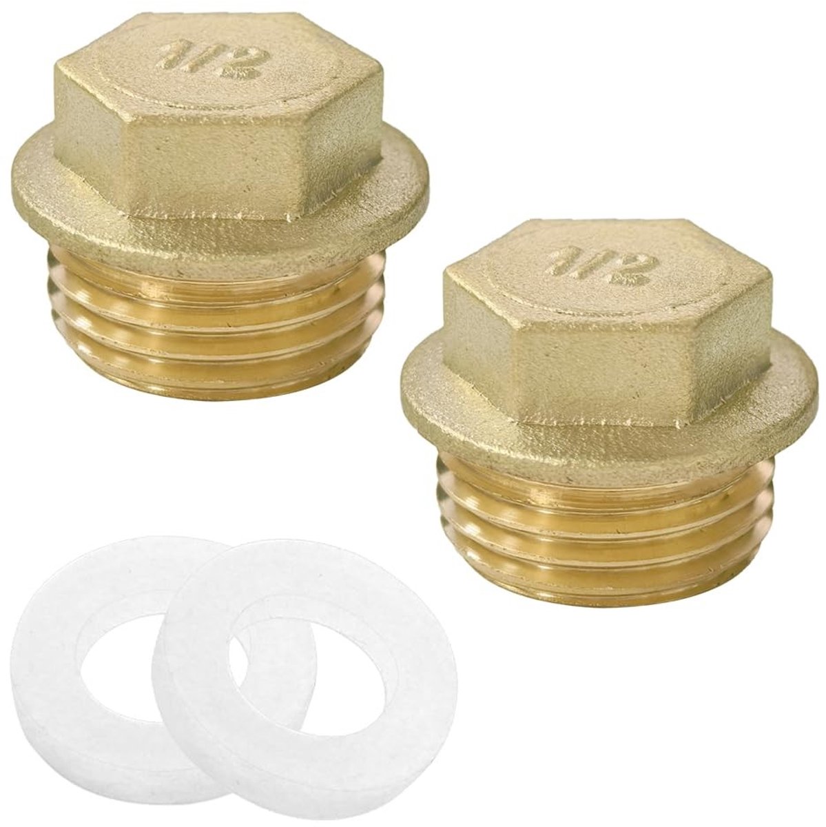 Cosensi- Messingplug 1/2" - 2 Stuks - Rubberen Ring - Waterdicht - Blinde Plug - Hoge Kwaliteit - Schokbestendig - Afsluitplug