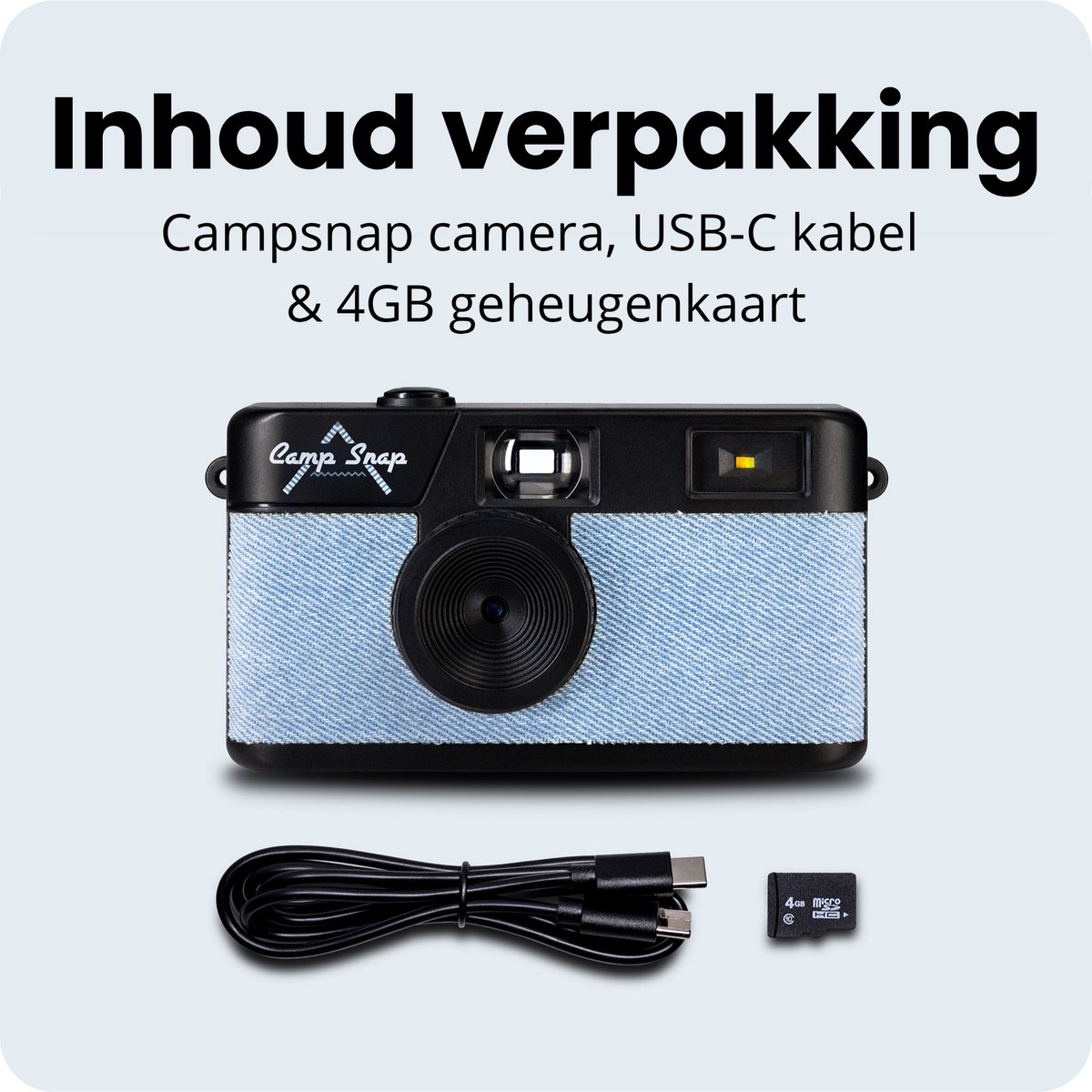 Campsnap Digitale Camera - Schermvrije Retro Fotocamera - 8 Megapixel - 2000 foto's - Minimalistisch Vintage Design - Met Flits - Oplaadbaar - 4GB - Denim thumbnail 7
