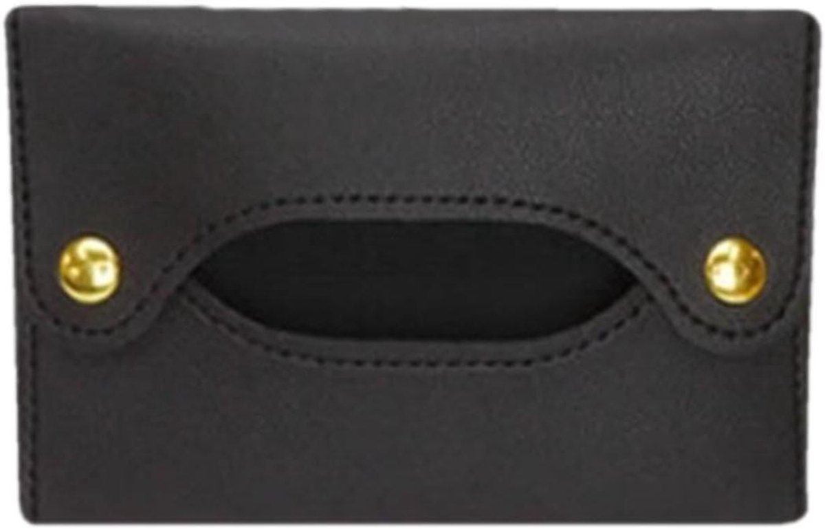 Zakdoekhouder Reis - Opbergtasje Zakdoeken - Onderweg Hygiëne - Waterdicht PU Leer - 130 x 85 mm - Zwart