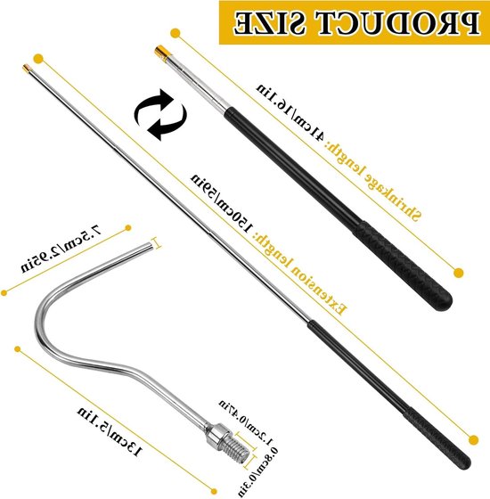 Telescoopstang met haak, verstelbaar van 41-150 cm, ideaal voor luifelopeners en campers, multifunctionele accessoires voor outdoor gebruik — afbeelding 5