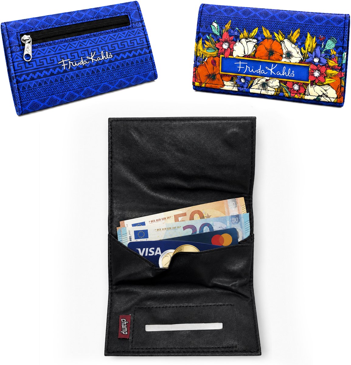 Frida Kahlo Shag Etui - Tabak Etui - Kunstleer - Unisex - Shag Mapje - Blauw