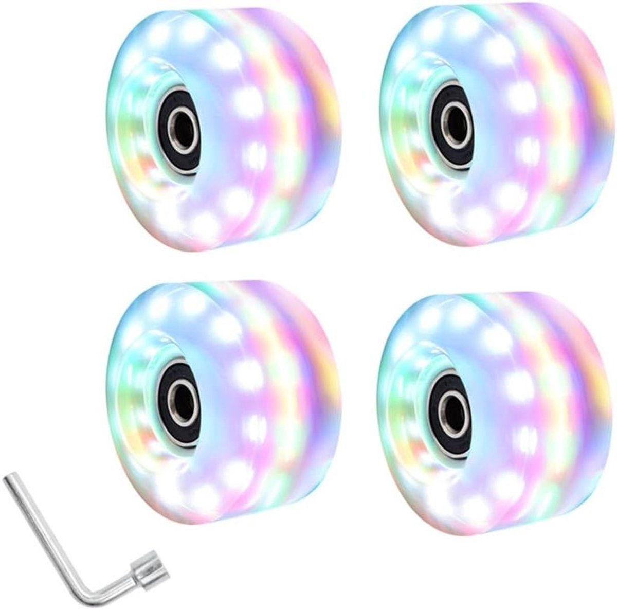 Rolschaatswielen Set Verlichting Wielen Outdoor Skaten Zes Lichtjes Per Wiel 58x32mm Kleurrijk