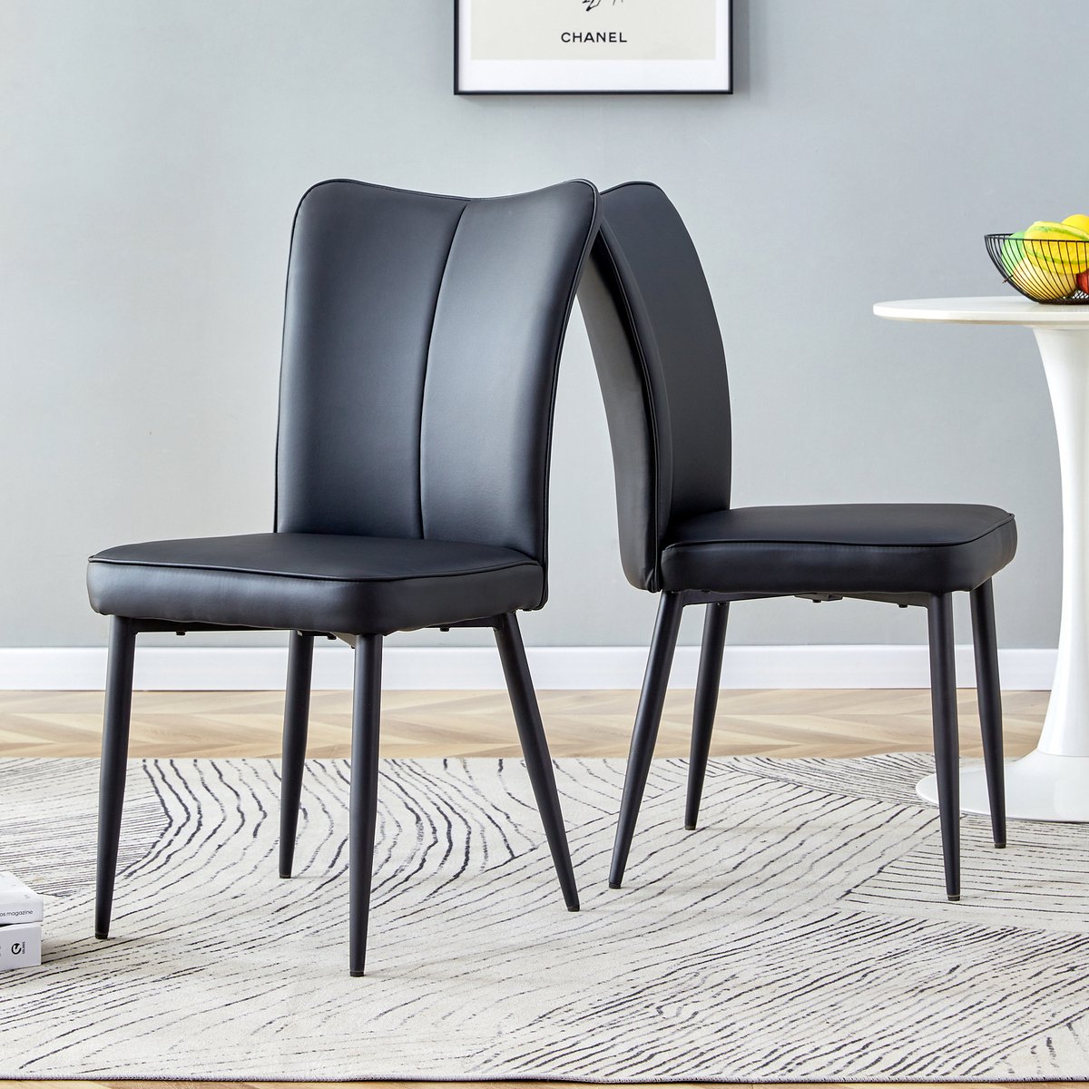 Clruro Eetkamerstoel - 2 Stuks - Modern PU Stoel - Hoogte 89 cm - Veelzijdig Gebruik - Zwart