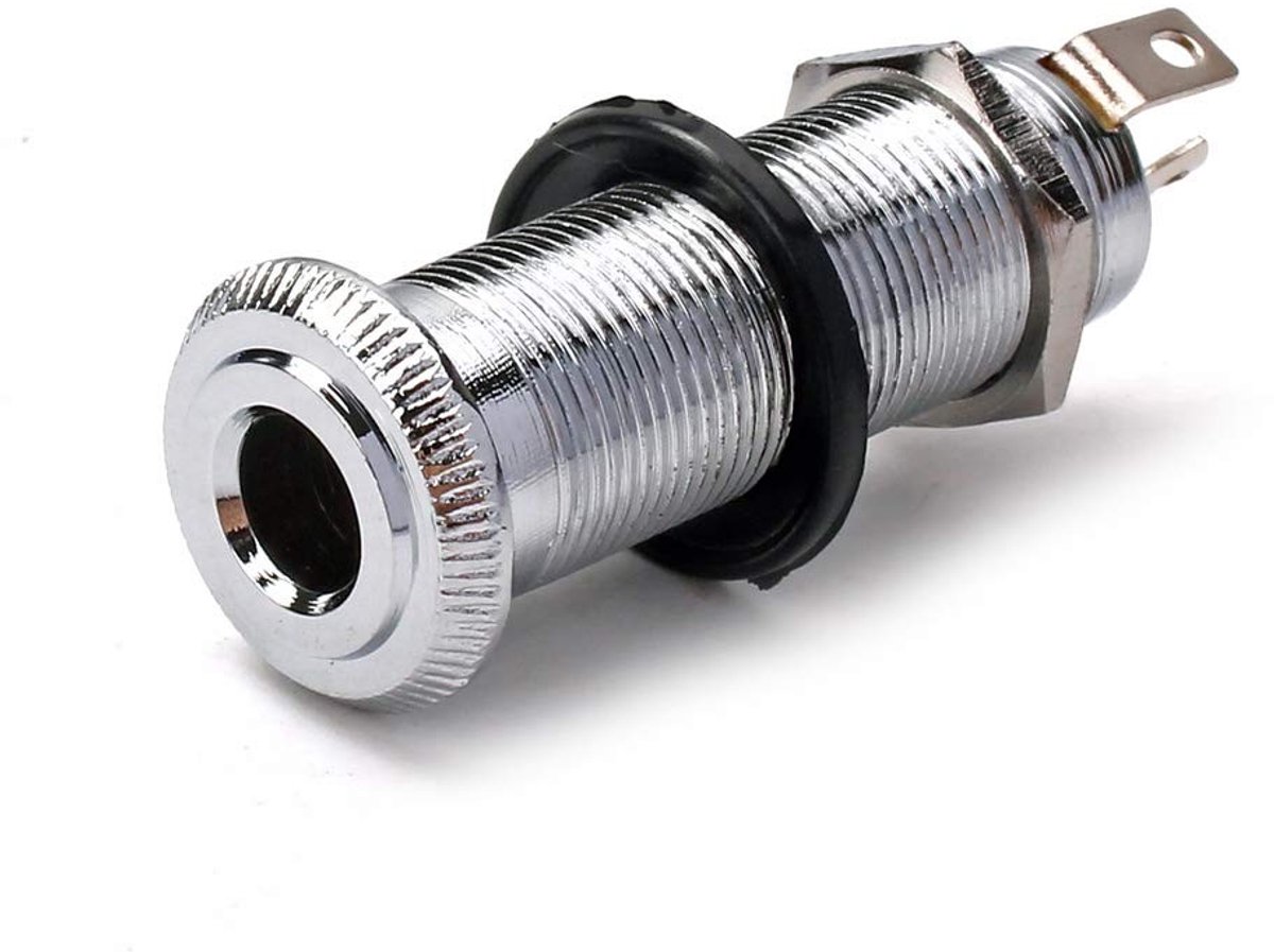 Vt products - Cilinderklem - Barrel Jack - Hoogwaardige kwaliteit - Chroom - Elektrische gitaar - Ideaal voor basgitaar - 6,35 mm aansluiting