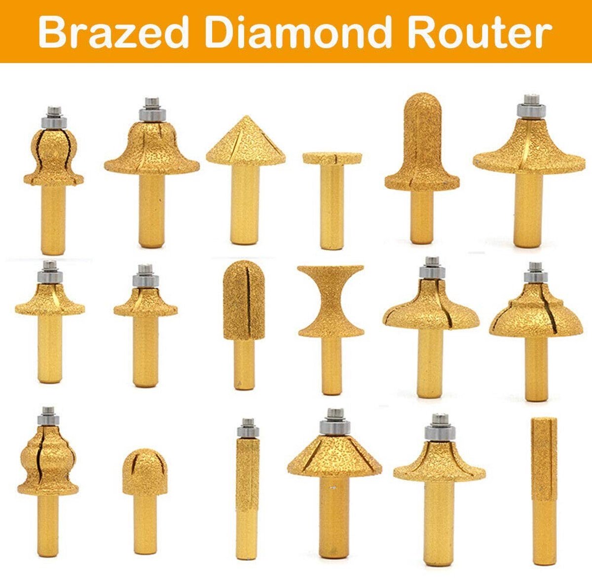 VT Goods - Electroplated Diamond Stone Marble Grinding Edge Router Bit - Hoogwaardige frees - 1/2 inch schacht - Ideaal voor steen - Snijden en slij..