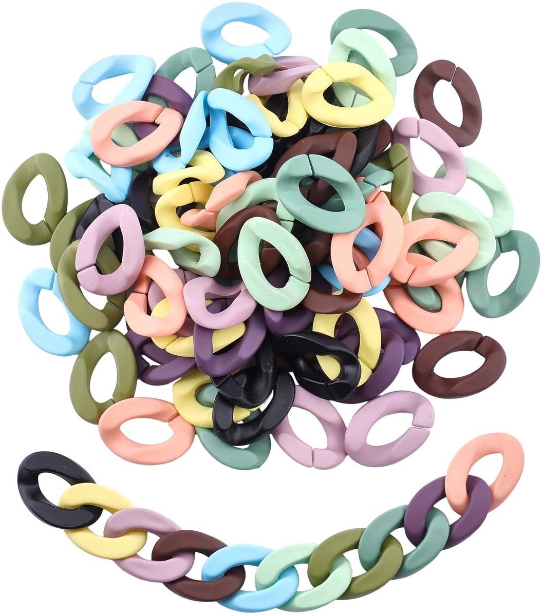 Store_8 - Verbindingsringen - Acryl - 100 stuks - 10 kleuren - Snelkoppelingen - Voor tasketting - Ondoorzichtig en gespoten