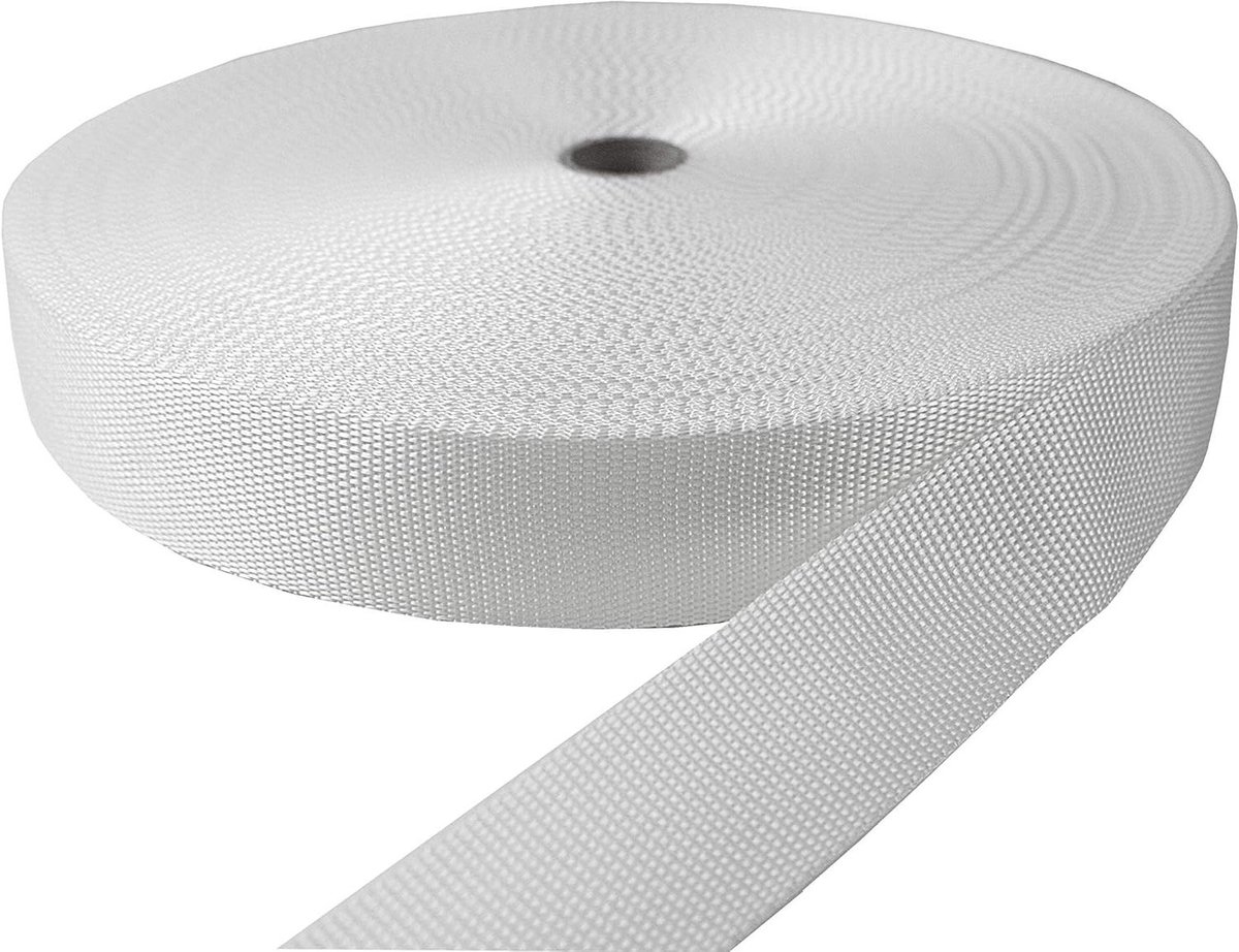Polypropyleen Riem - Draagtasband Spanband - Doe-het-zelf Projecten - Hoge Treksterkte - 50 meter - Wit