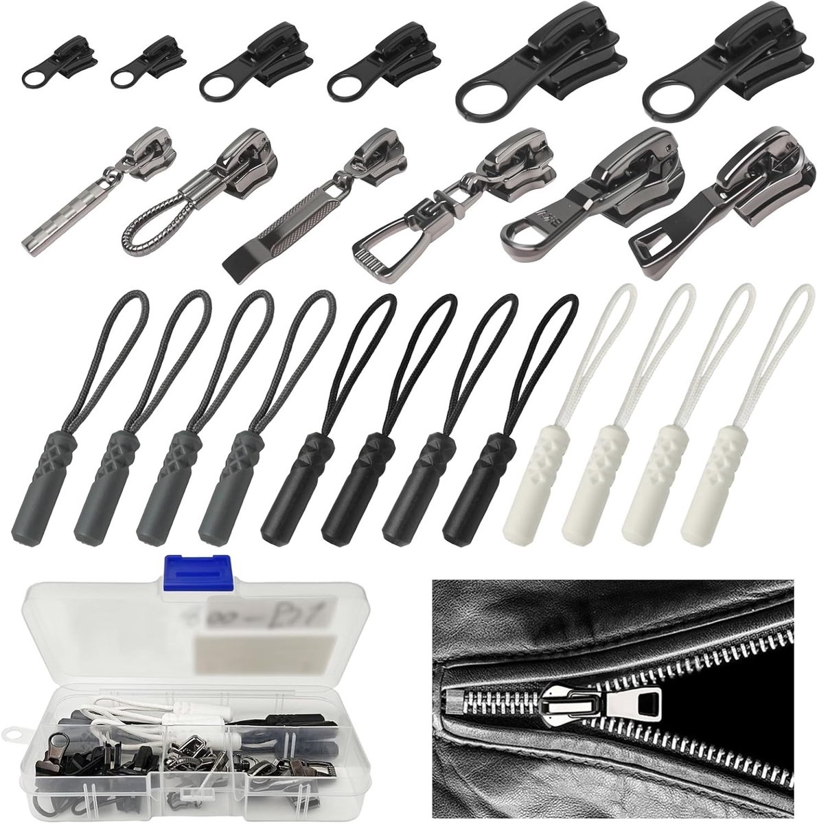 Set van 24 Ritsen, Rits Reparatie Kit, Vervangende Ritsen voor Rugzakken, Kleding en Sportkleding