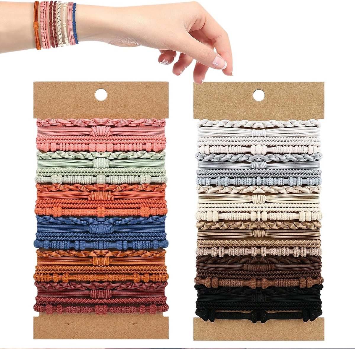 48 Stuks Boho Gevlochten Scrunchies Set - Haaraccessoires voor Vlechten, Armbanden en Haarbanden