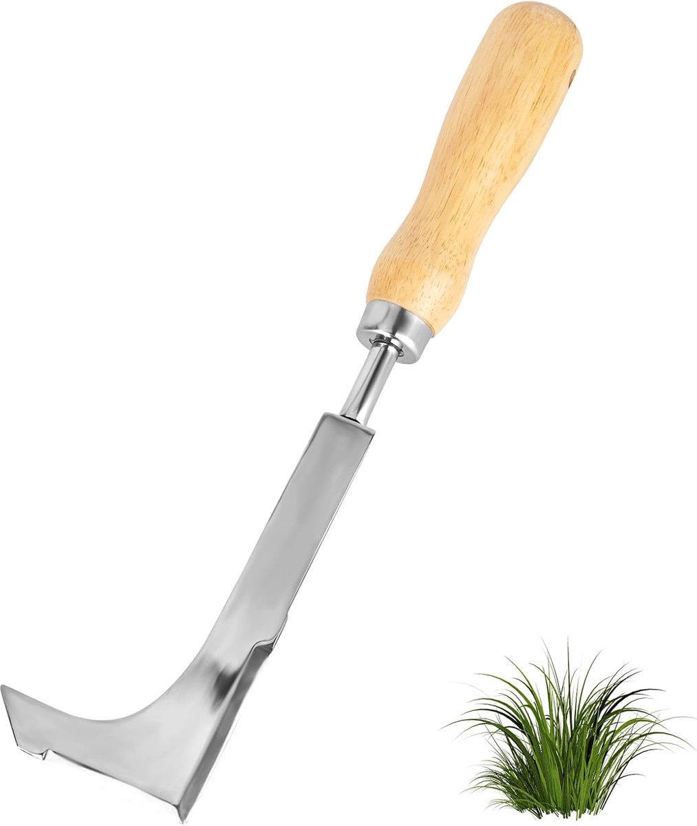 Scraper - Rvs Onkruid Cutter - Houten Handvat - Onkruidverwijderaar voor Groenten Planten - Snijden en Snoeien