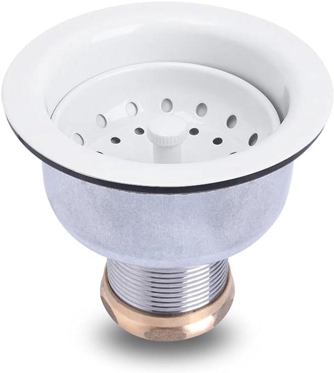 Gootsteenafvoer - Afvoerplug Keukenafvoer - Snel Afvoeren - Anti-verstopping Mandzeef - 3-1/2 inch - Wit