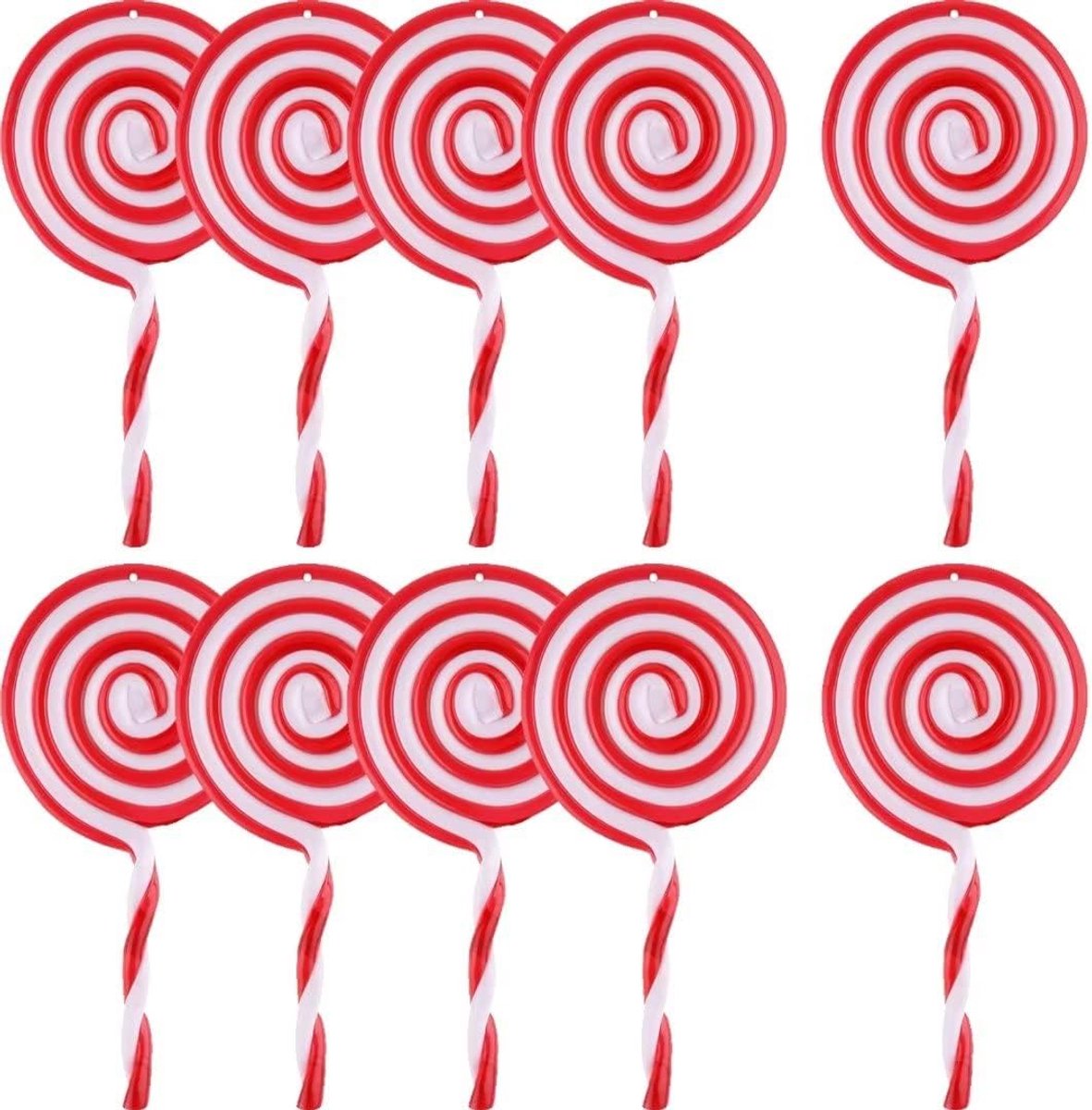 10 Stuks Kerstboom Snoepstok Hangers - Lolly Kerstboom Versieringen Rood Wit - Kerst Ornament Snoep - 13CM