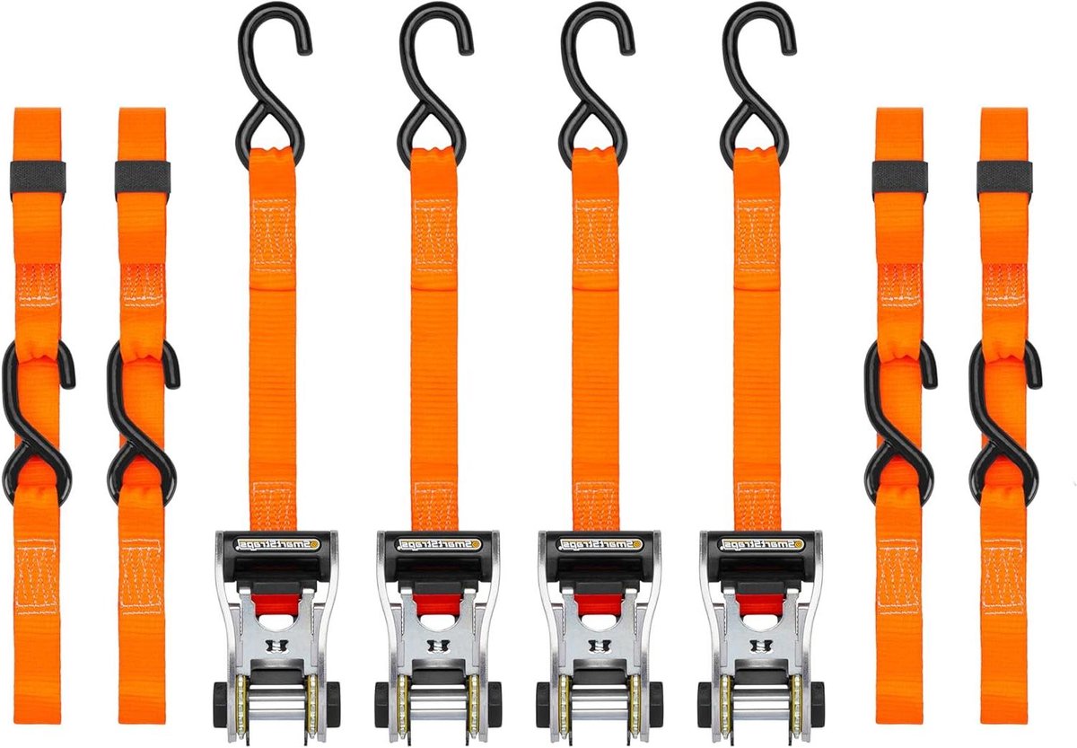 Ratelbanden - Spanbanden Bevestigingsbanden - Lading Zekeren - Aluminium Constructie - 4.2 Meter - Oranje