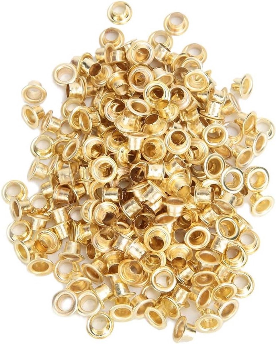 4mm Gouden Oogjes - 250 Sets Metalen Oogjes voor Papier, Kleding en Creatieve Projecten zoals Scrapbooking en Handwerk