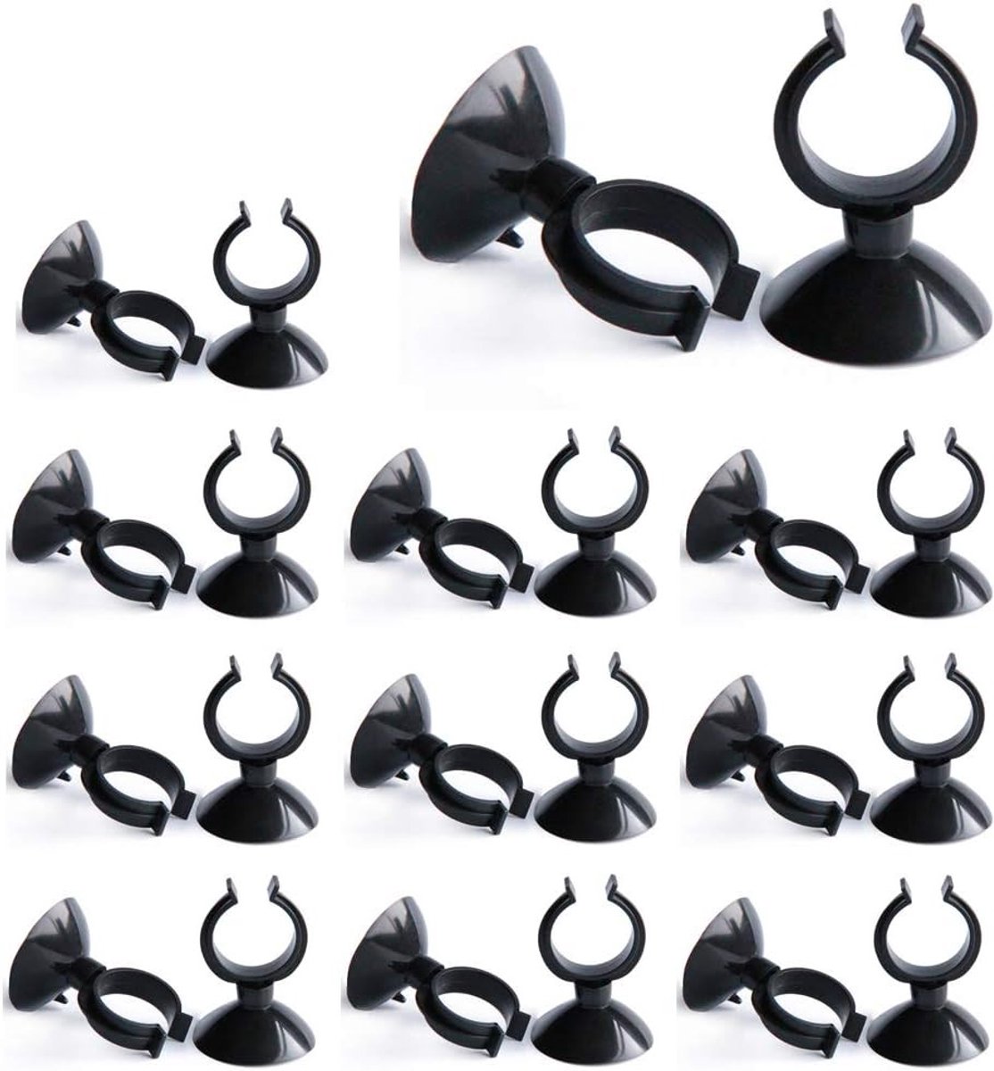 Aquarium Zuignappen voor Verwarmingsstaven - 25 Stuks Suction Cup Clips voor Fish Tank en Luchtpomp Accessoires, Ideaal voor Aquarium Tubing en Luchtleidingen, Zwart (16x30mm)