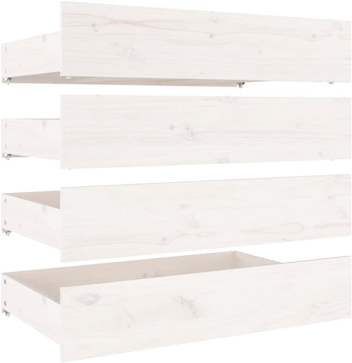 Opbergboxen Onder Bed - Set van 4 - Massief Grenenhout met Wieltjes
