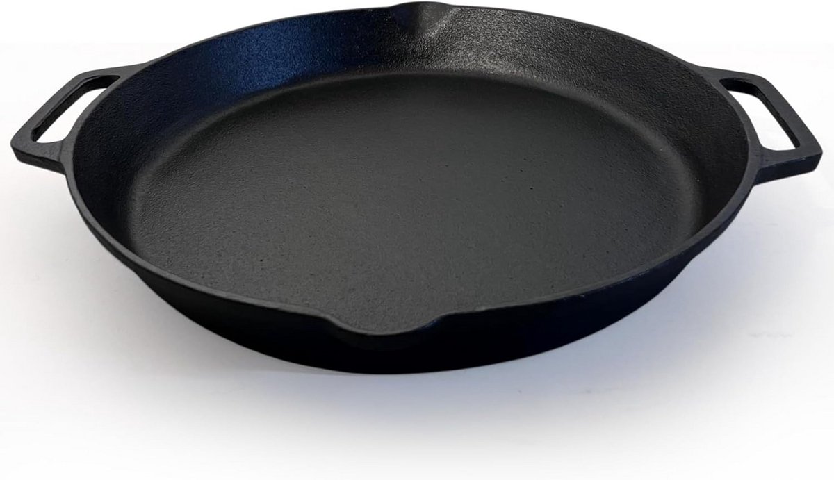 Gietijzeren Paella Pan 35 cm - Grote Koekenpan voor Inductie, BBQ en Oven