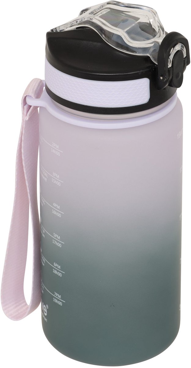 5Five Drinkfles/Sportfles met rietje - 600ml - SMART-dop - Grijs/Groen