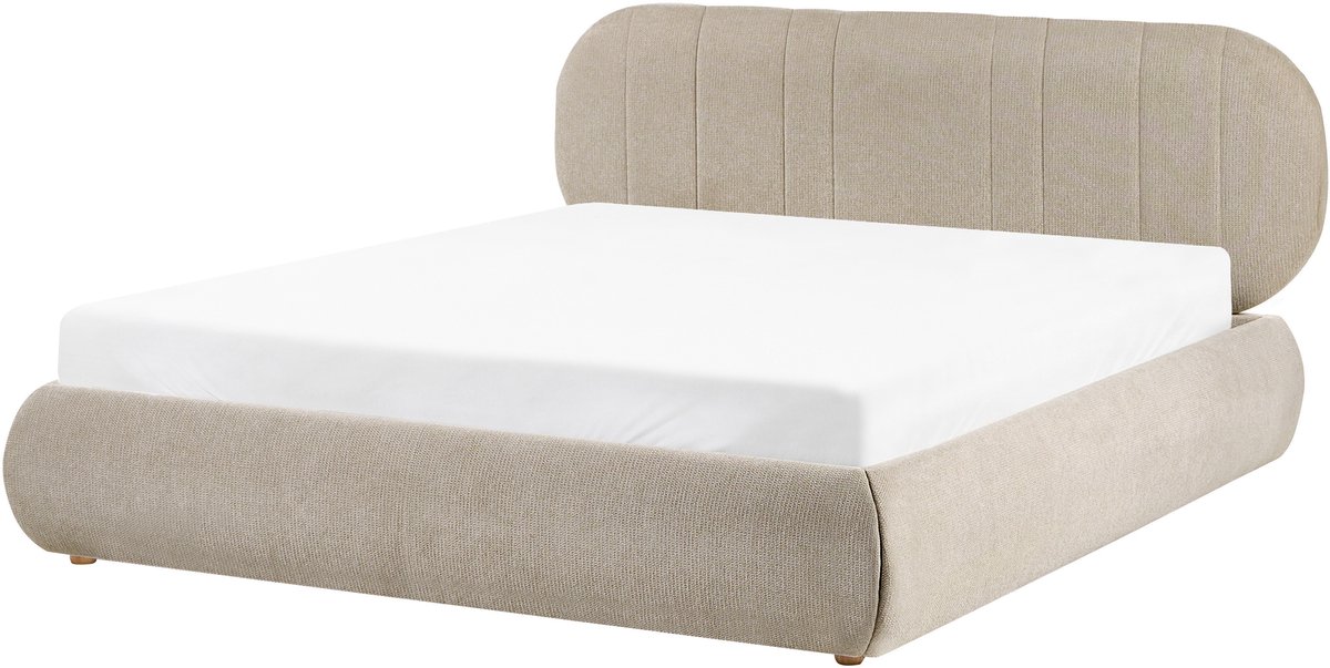 Beliani CAMPAN - Bed met opbergruimte - Taupe - 160 x 200 cm - Polyester Beige