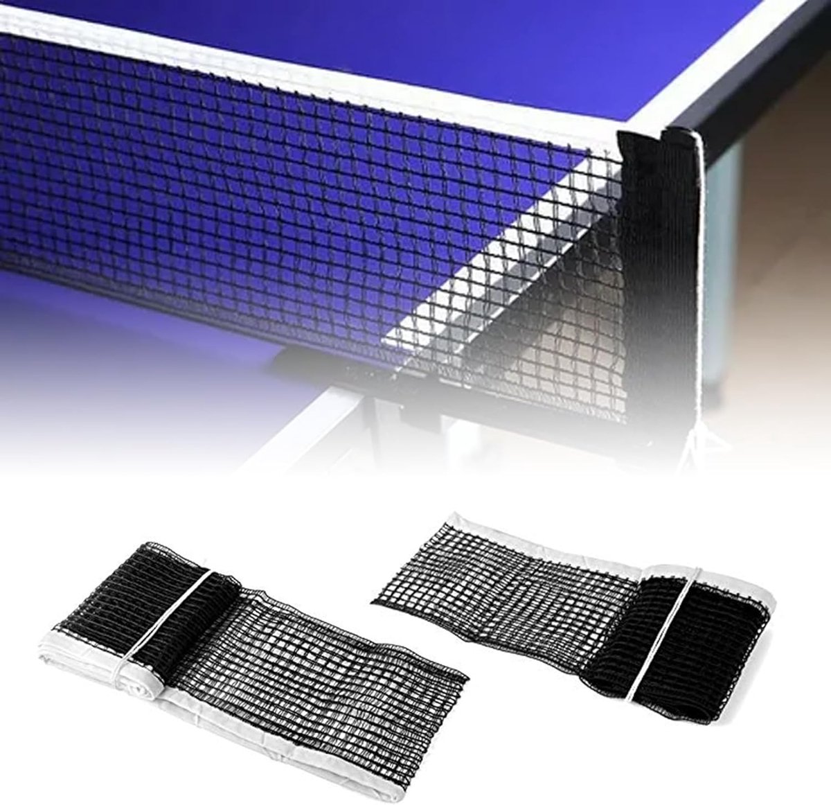 2 pieces tafeltennisnet voor elke tafel - portable tafeltennis net - vervangingsnet voor ping pong - indoor en outdoor gebruik - zonder houder - zwart
