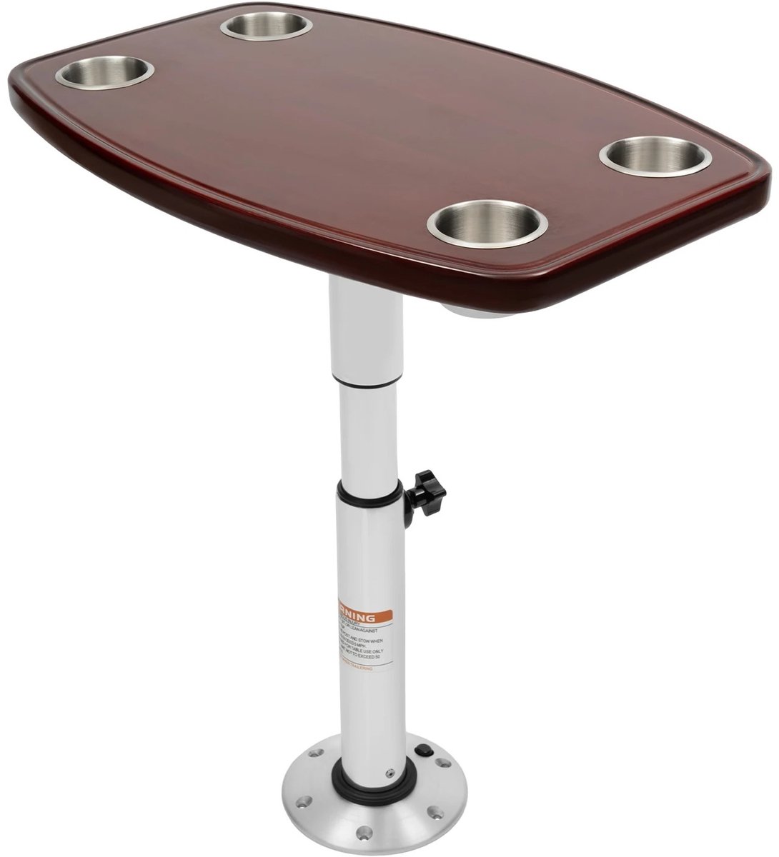 Lifero Tafel Caravan - Tafel Boot - Verstelbare Hoogte - Eettafel - Eiken Tafelblad met 4 Bekerhouders - 60×38cm - Bijzettafel