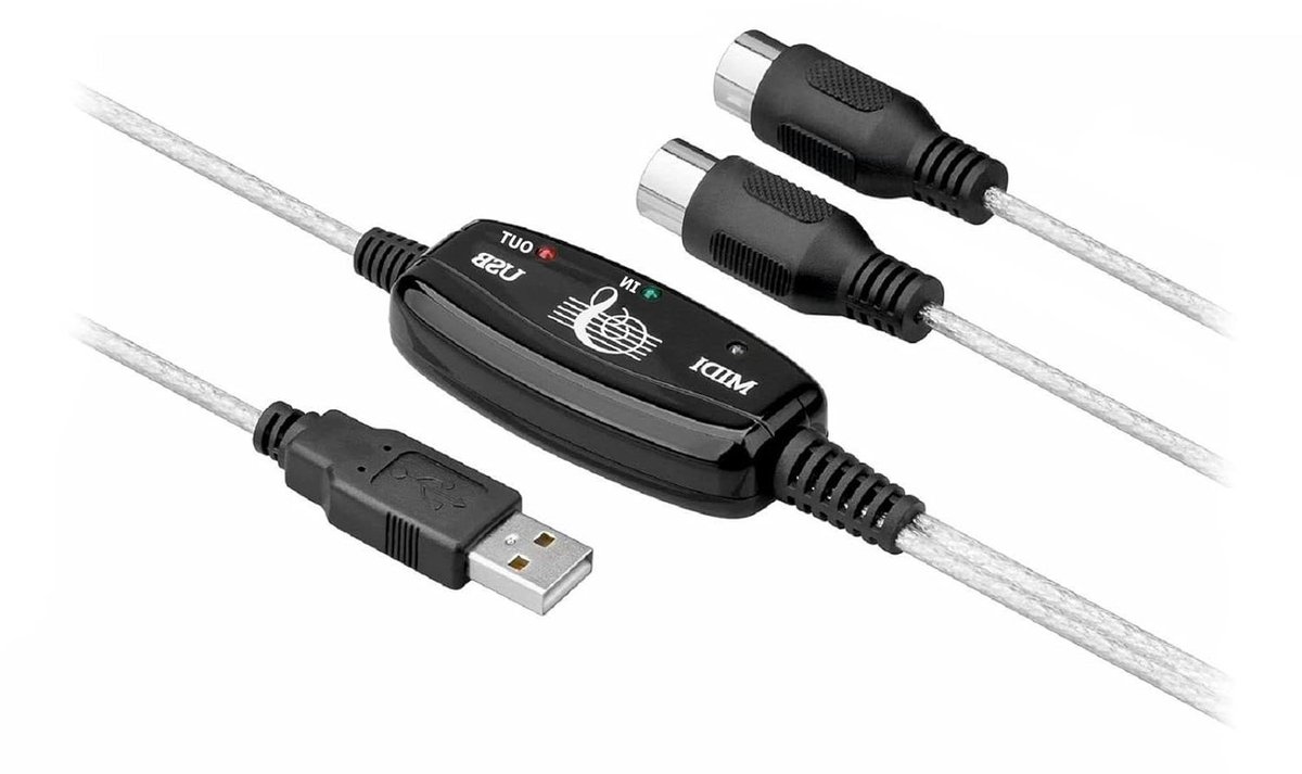 MIDI Kabel - Converter Kabel - Muziek Opnemen - Plug and Play - 2 meter - Transparant