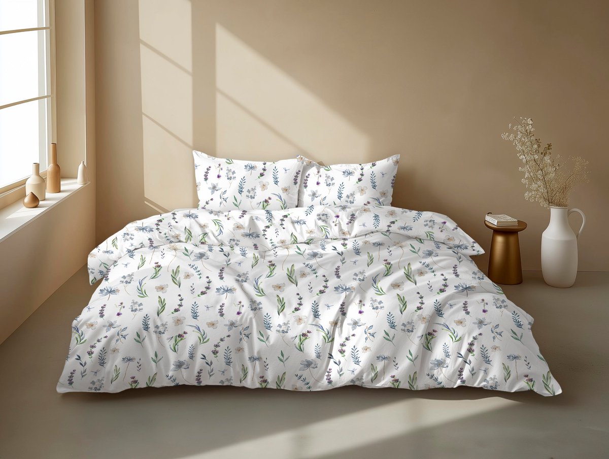 Zohome Dekbedovertrek Severine - White - Bloemen - Dekbedovertrek - 200x200-220 cm - 100% Katoen - Tweepersoons - SS26