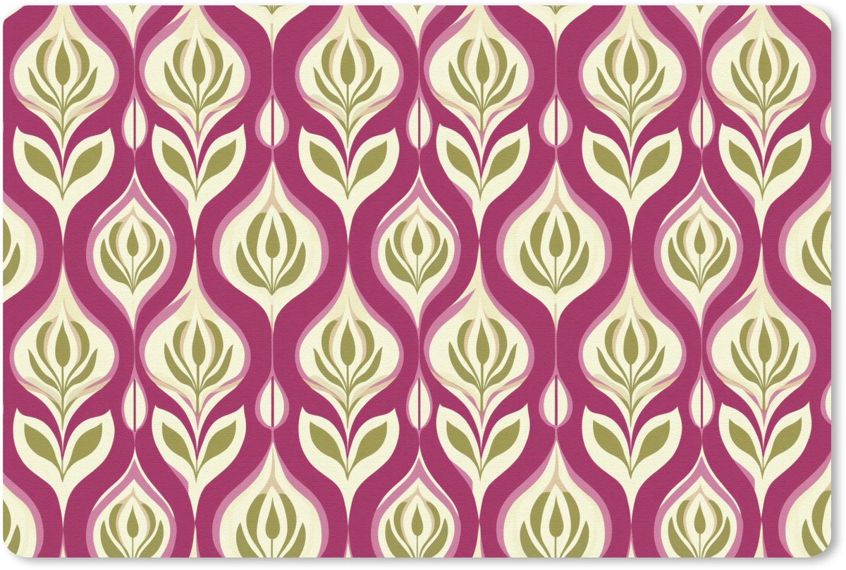 Muismat 13x8 cm - Mousepad Retro - Floraal - Paars - Muismatten
