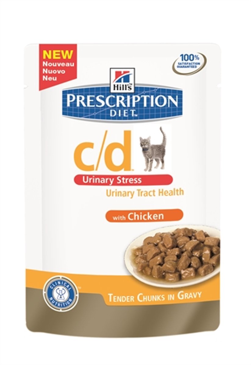 24x85g C/D Urinary Stress met Kip Hill's Prescription Diet Kattenvoer