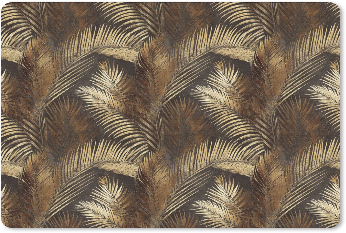 Muismat 13x8 cm - Mousepad Tropisch - Bladeren - Goud - Muismatten