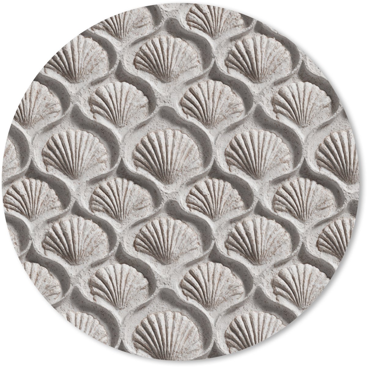 Muismat rond 40x40 cm - Mousepad Zand - Schelpenvorm - Grijs - Ronde muismatten