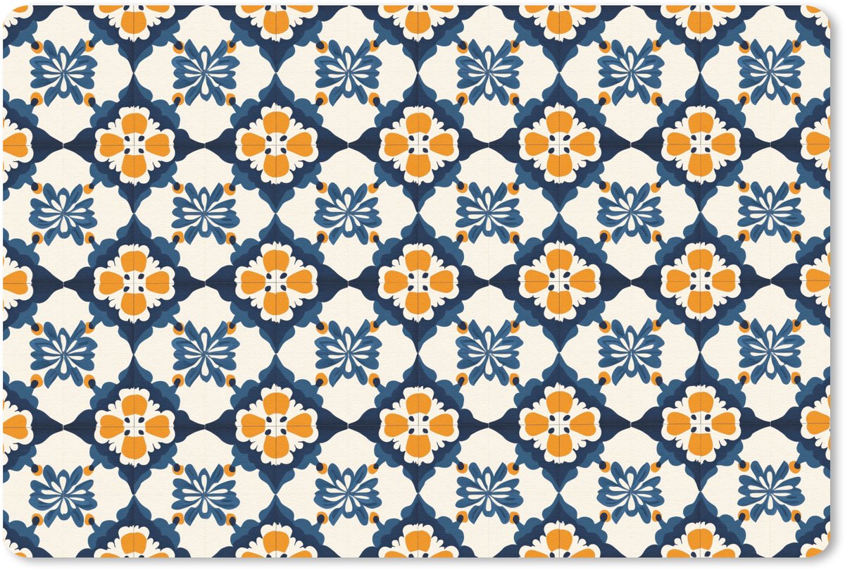 Muismat 13x8 cm - Mousepad Klassiek - Geometrisch - Blauw - Muismatten